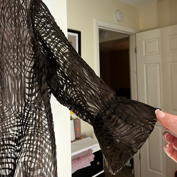 CitiKnits Pleated Organza Button Up Blouse - Picture 5 of 5